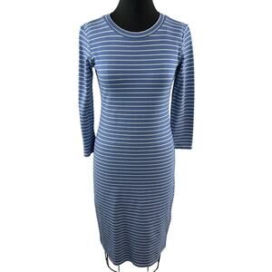 Sonnet James Blue White Stripe Long Sleeve Crewneck "A Play Dress" Size XS
